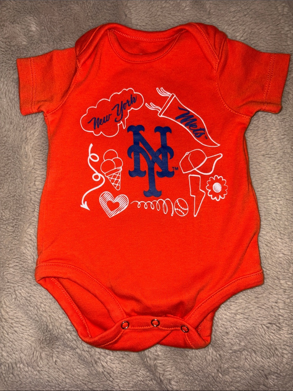 🎉4 for $20 MLB Genuine Merchandise New York Mets Baby Bodysuit, 0/3 mo